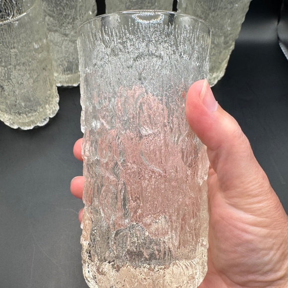 MCM Goebel Charlottenhutte Icicle Bark Textured Highball Tumbler Clear Glasses - Picture 14 of 15